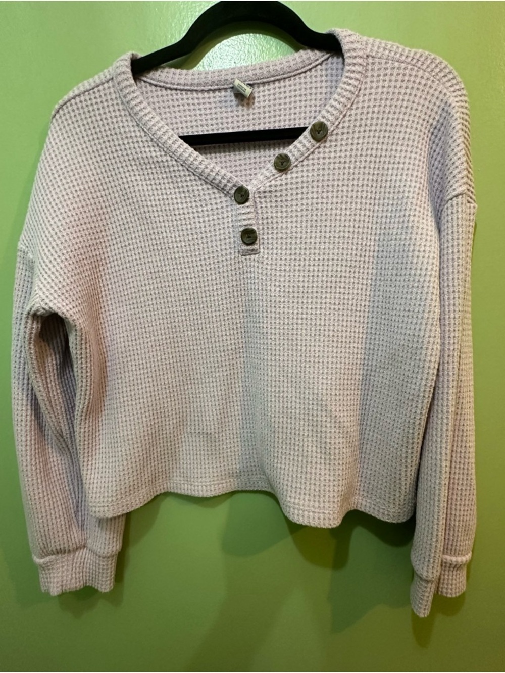 Old Navy Light Lavender Waffle Knit Henley Sweater